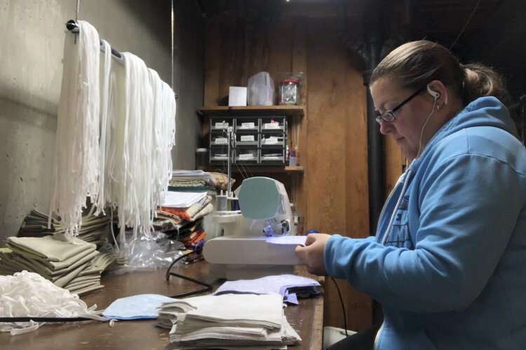 CPH production staff members making masks